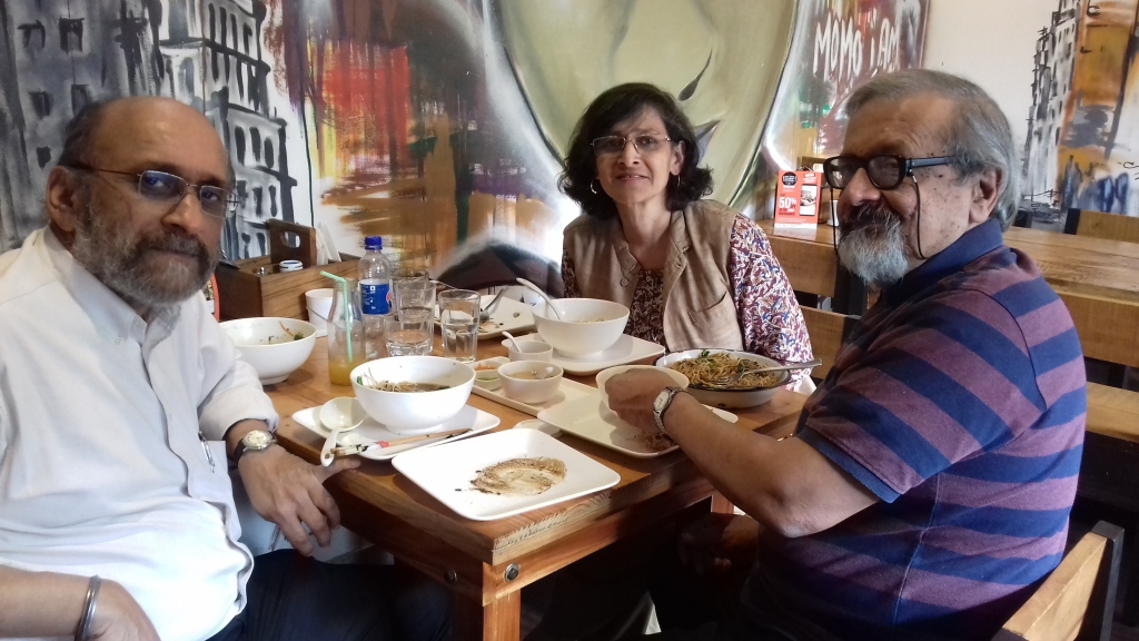 With Tapati and his brother-in-law Paranjoy, Momo I Am, Salt Lake, February 2019