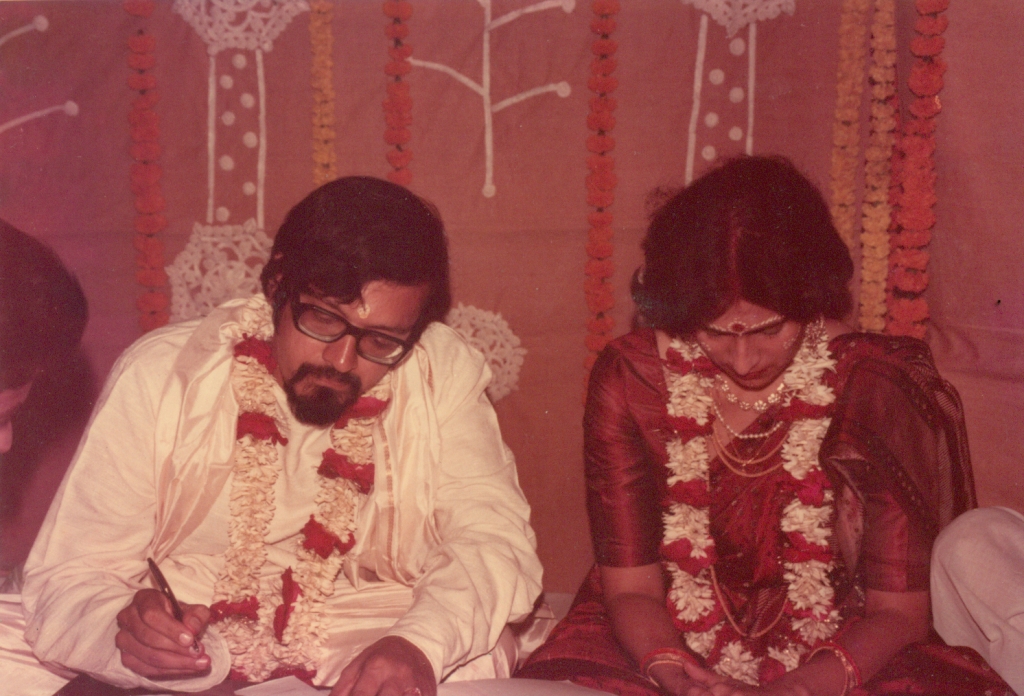 With Tapati on their wedding day, March 4, 1984