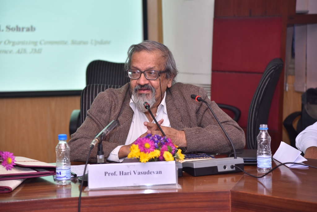 Prof. Vasudevan delivering the Valedictory Address on March 14, 2019 on "Area Studies in the Afro-Asian Perspective: The Place of the Jamia Academy" at the conference on Status Update on International and Area Studies.