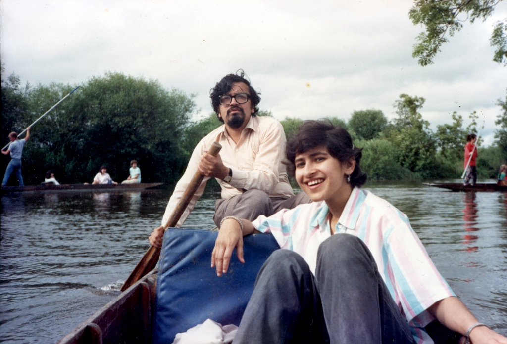 Punting with Tapati, Cambridge, 1987