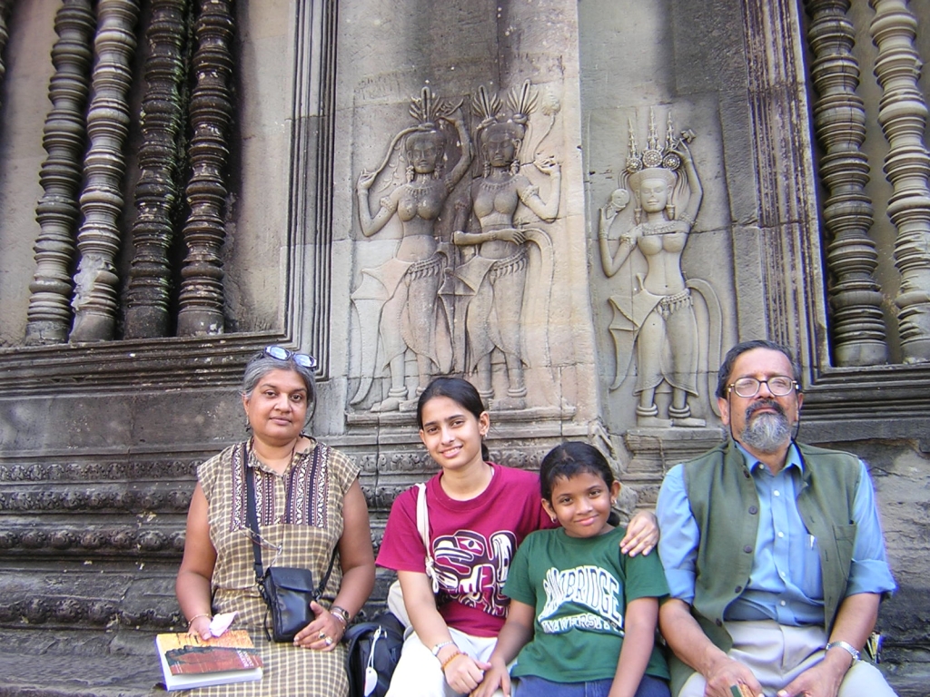 With Mrinalini and family friends Ajanta and Ahona, Angkor Wat, June 2006