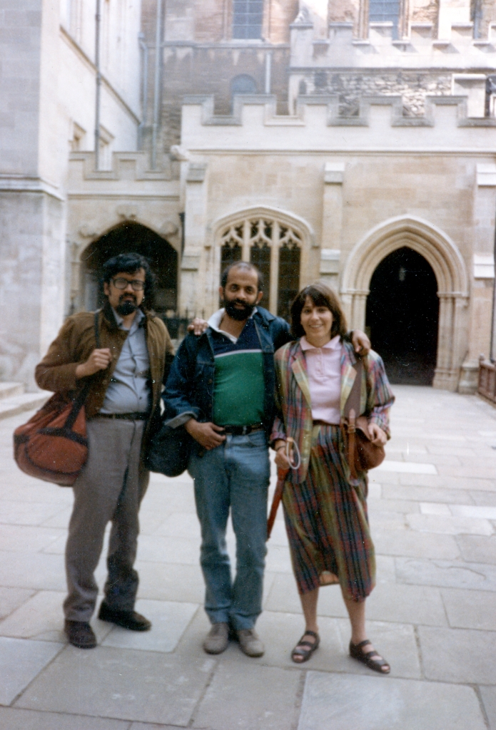 With old friend Raj Chandavarkar and his wife Jennifer Davis, Cambridge, 1986